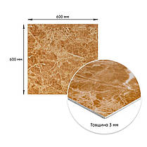 Декоративна ПВХ плита 600х600х3мм Кремовий мармур (S) SW-00001619, фото 3