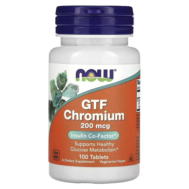 Хром GTF, 200 мкг, GTF Chromium, Now Foods, 100 таблеток