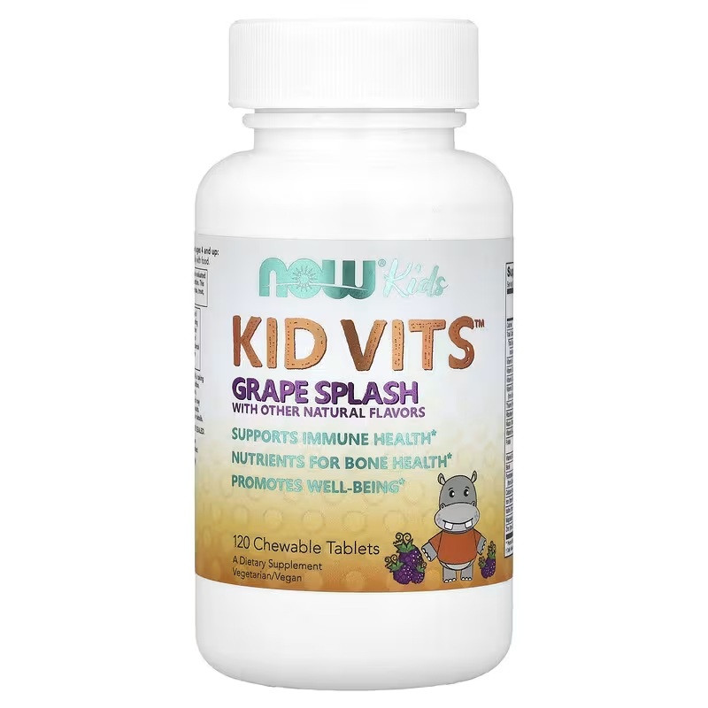 Мультивітаміни та мінерали для дітей, смак винограду, Kid Vits, Now Foods, 120 жувальних таблеток