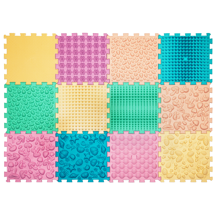 Ортопедичний килимок Пазли Мікс 12 елементів Пастель, фото 1