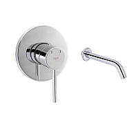 Комплект для умивальника Qtap Spring Chrome: Змішувач QTSPRCRM 0101 +  вилив QTVYT246CRM45930