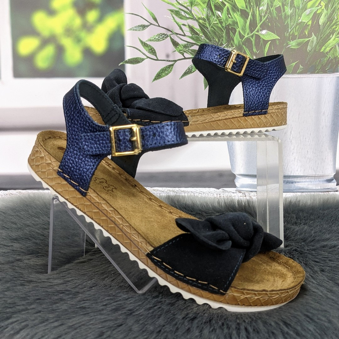 Босоніжки жіночі Inblu темно-сині шкіряні 4467, фото 1