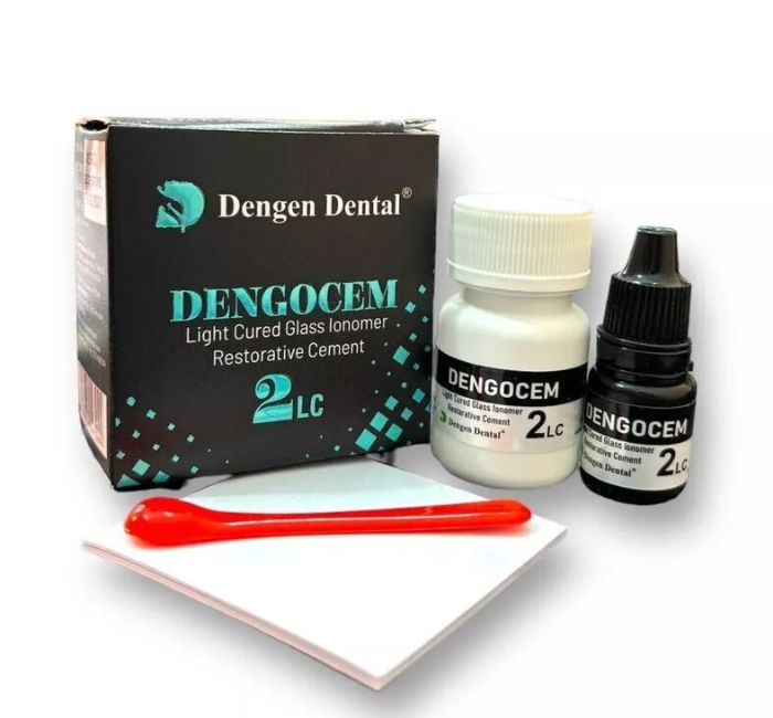 Dengocem 2 LC, набір: 15 г + 8 мл Склоіономерний цемент світлотвердіючий (Dengen Dental)