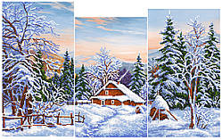 Схема для вишивання бісером триптих Зимовий пейзаж
