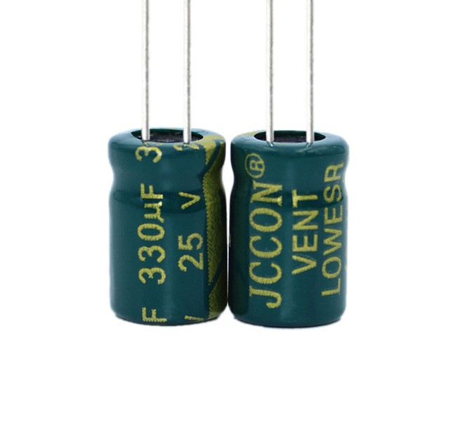 Конденсатор 25V 330uF 8*12 105C електролітичний, LowESR, JCCON, для живлення FPV дронів