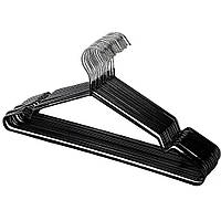 10шт Металеві плічка вішалки для одягу 40см, Чорні / Тремпеля з силіконовим покриттям / Набір вішалок