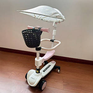 Дитячий самокат-трансформер 5в1 Lumpurini Veturio із сидінням, бортиком, батьківською ручкою. Біговел, толокар