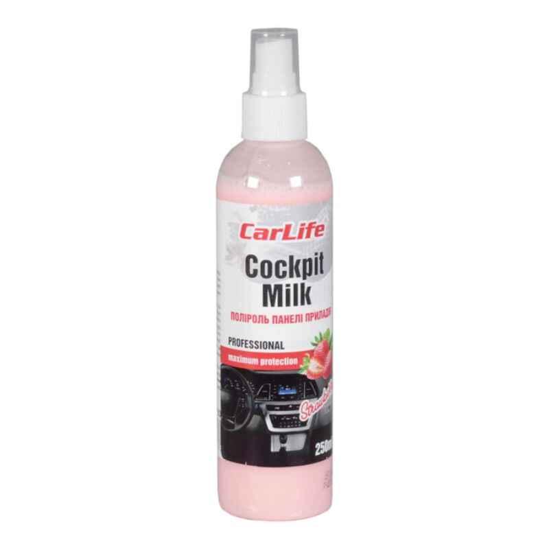 Carlife Поліроль-молочко для панелі «Полуниця». Cockpit Milk 250ml