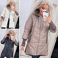 Жіночі демісезонні куртки 9259/а-ді Стильна стьобана жіноча куртка весна-осінь із капюшоном