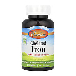 Хелатне залізо Carlson Labs Chelated Iron 250 таблеток