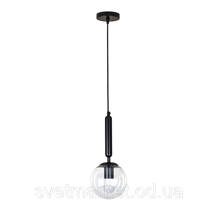 Декоративний підвіс на одну лампочку 9992015F-1 BK+CL, фото 1