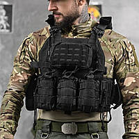 Плитоноска Single Sword Cordura 1000D с подсумками и 4 точками быстрого сброса черная