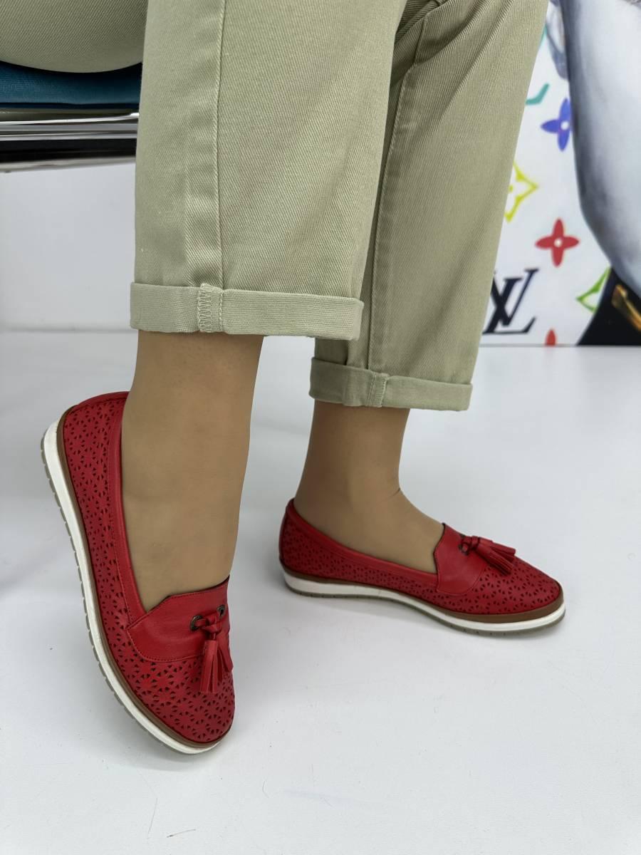 Мокасини жіночі Tunkay 8109-kirmizi червоні з перфорацією 37, фото 1