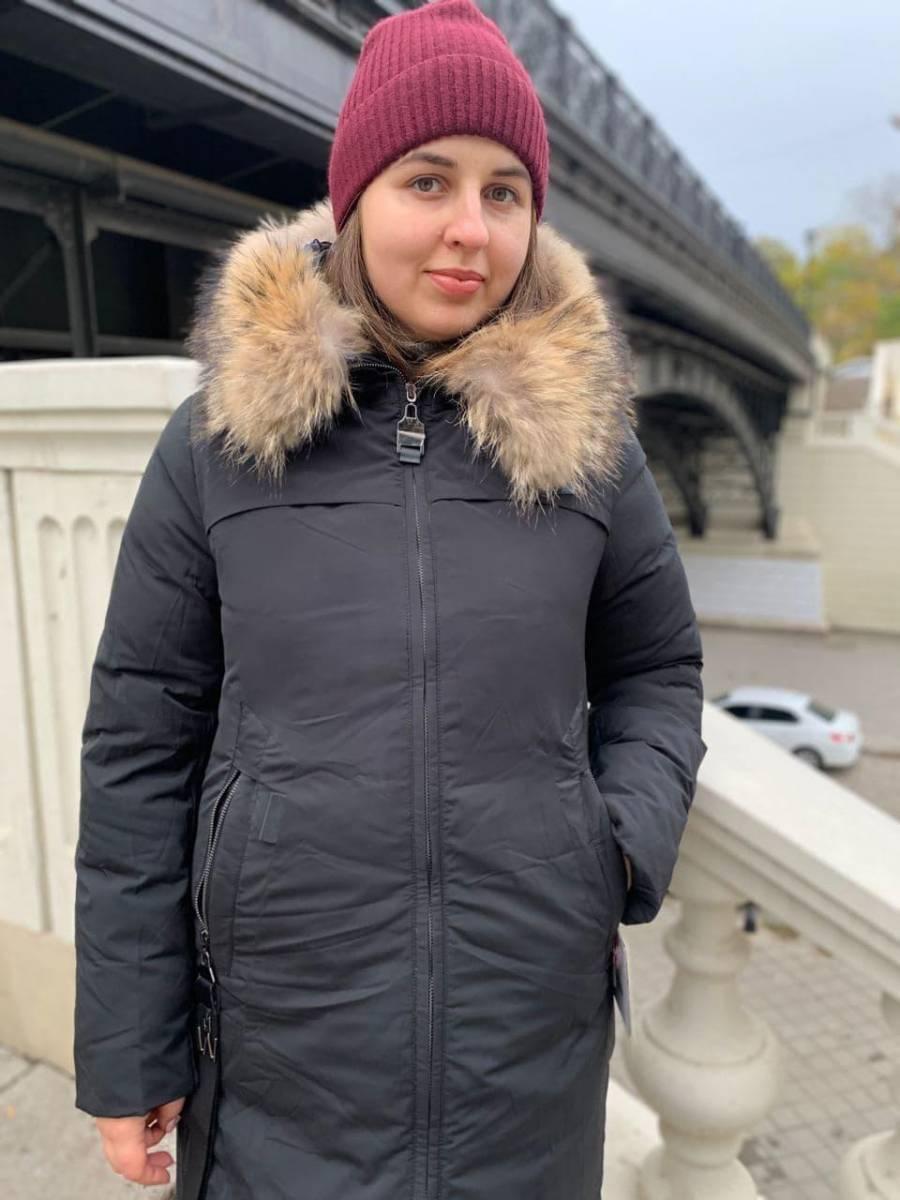 Довга куртка Visdeer 9155-S01 чорна з капюшоном, фото 1