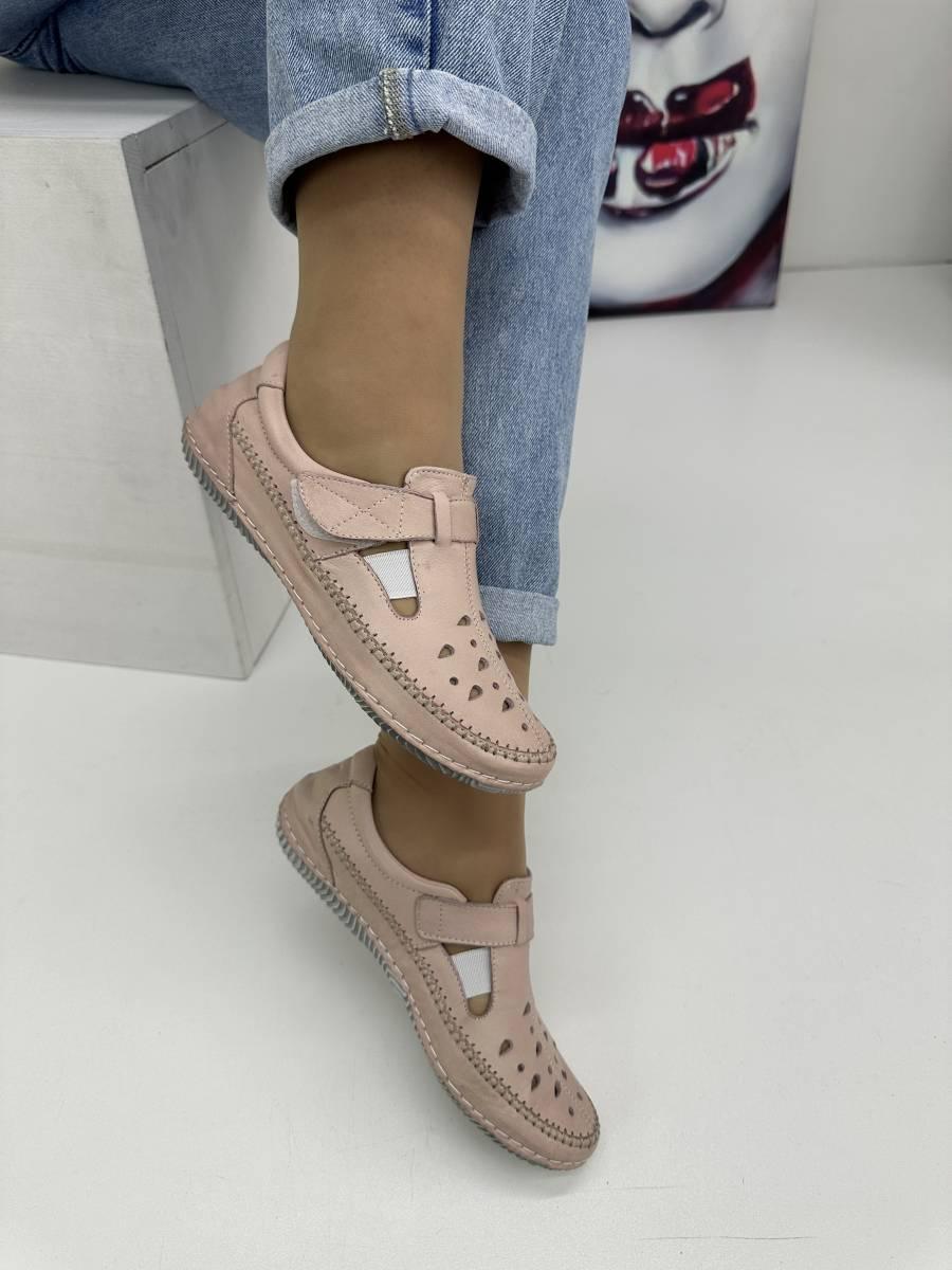 Мокасини жіночі Aras Shoes 19124-Pudra на липучці 36, фото 1