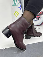 Жіночі черевики Berloni 224 бордова шкіра на шнурівці 37, фото 4