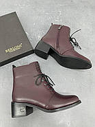 Жіночі черевики Berloni 224 бордова шкіра на шнурівці 37, фото 8