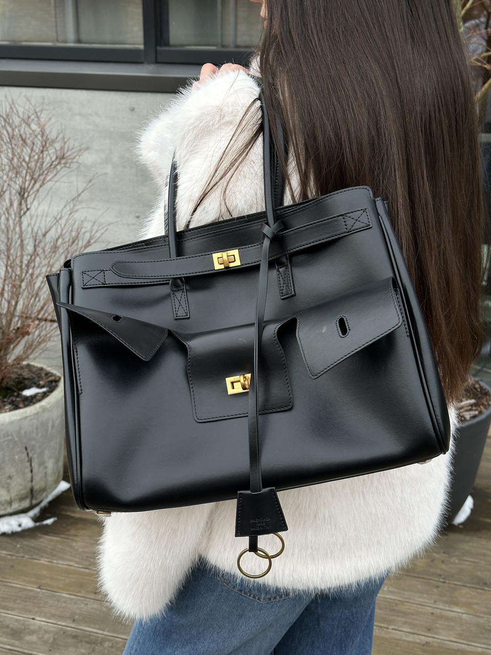 Сумка жіноча Balenciaga Bel Air Tote Bag — Premium чорне золото Баленсіага, фото 1