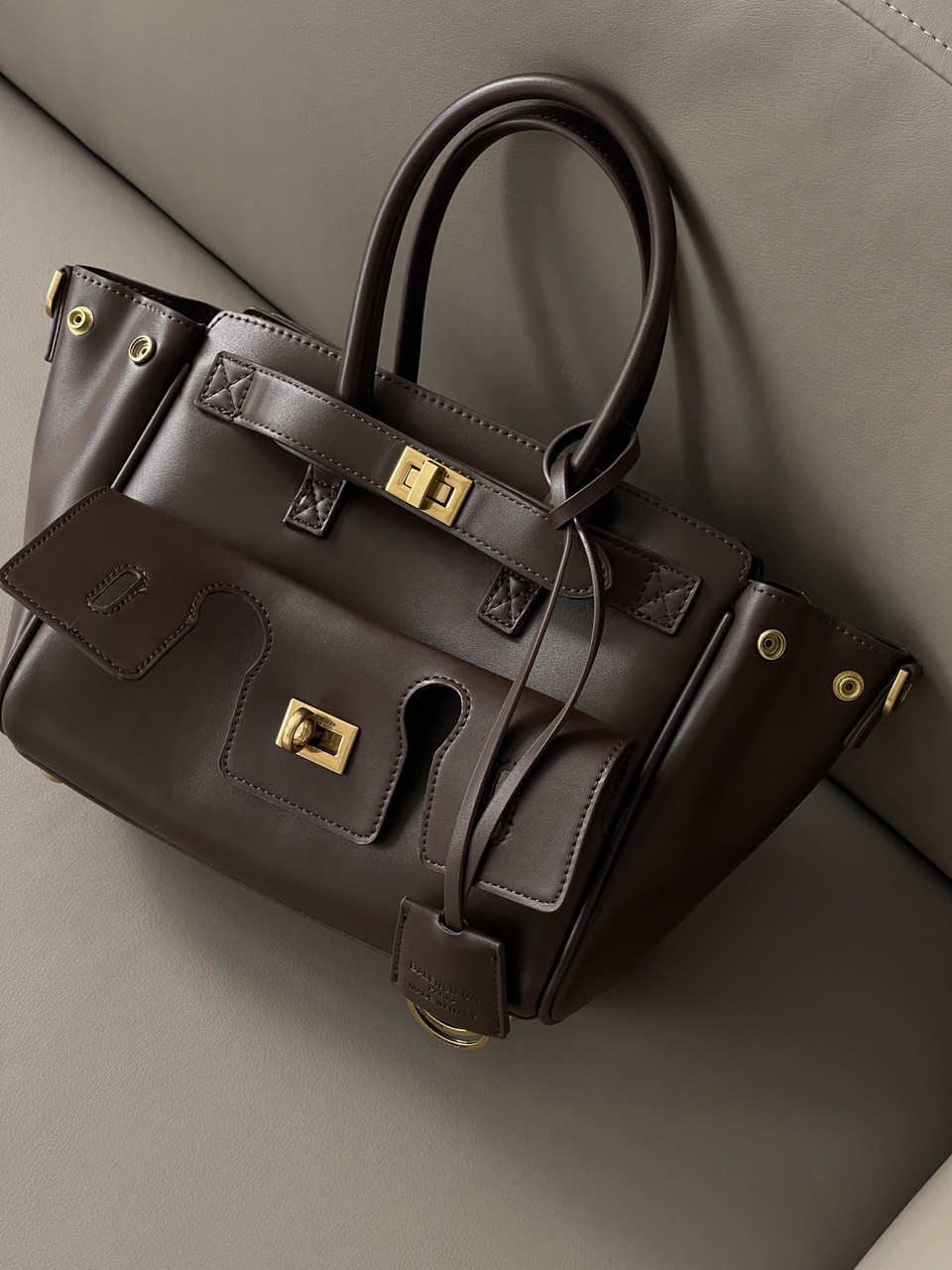 Сумка жіноча Balenciaga Bel Air Tote Bag — Premium коричневе золото середній Баленсіага