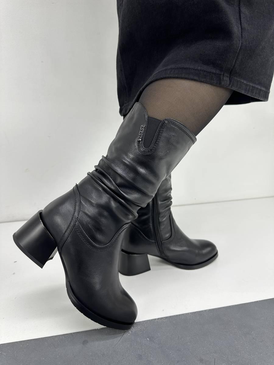 Напівчоботи зимові жіночі Battine M1018 чорні шкіряні 36, фото 1