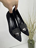 Туфлі жіночі Vensi V357 замшеві чорні на шпильці 37, фото 5