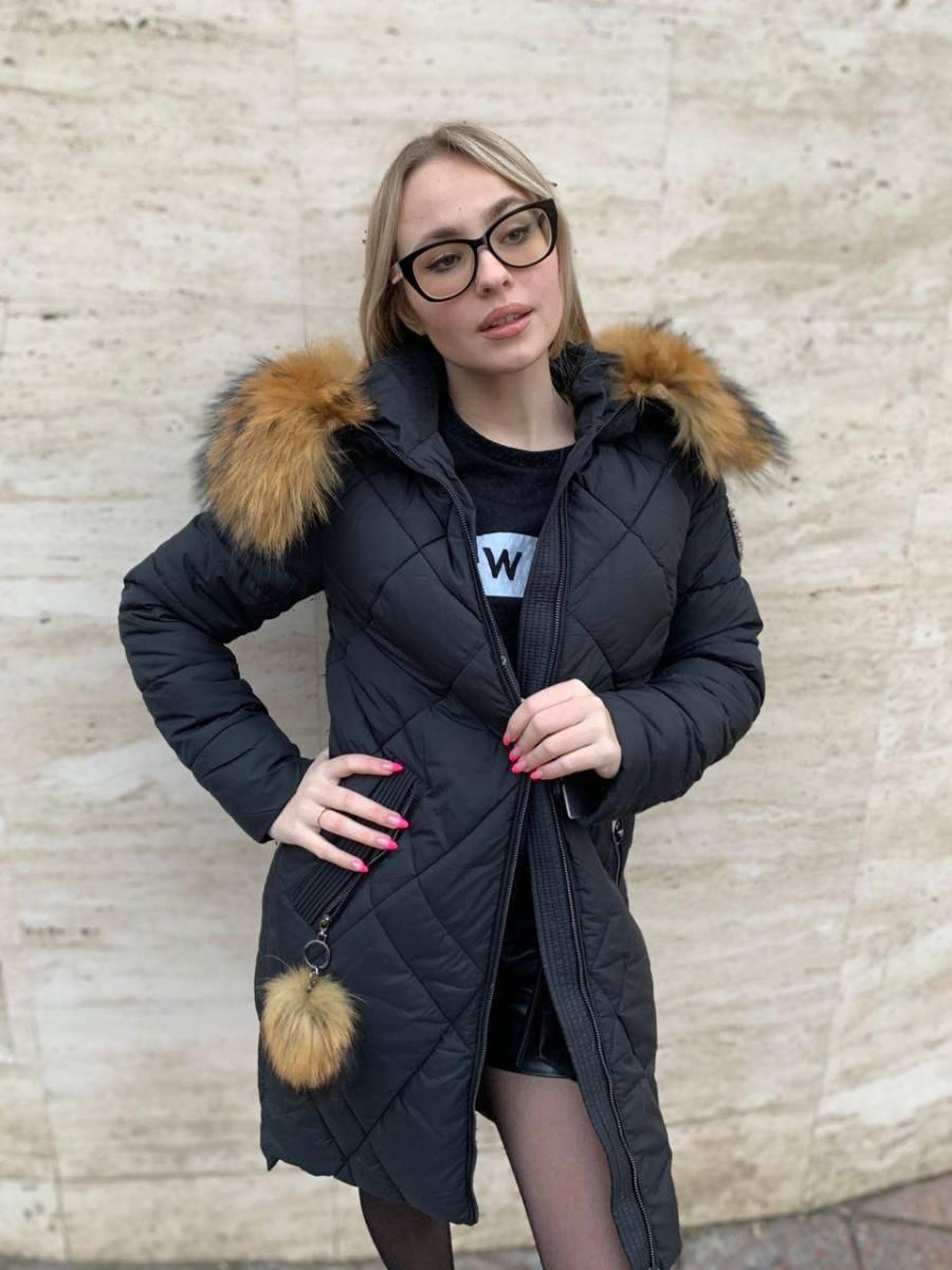 Жіноча зимова куртка Visdeer 812-B01 чорна з каптуром S