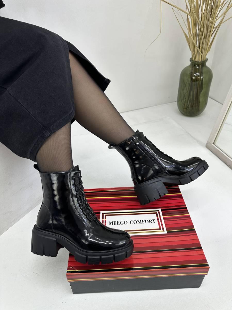 Черевики демісезонні жіночі MeegoComfort 24D81012-1 Black чорні лакові 36
