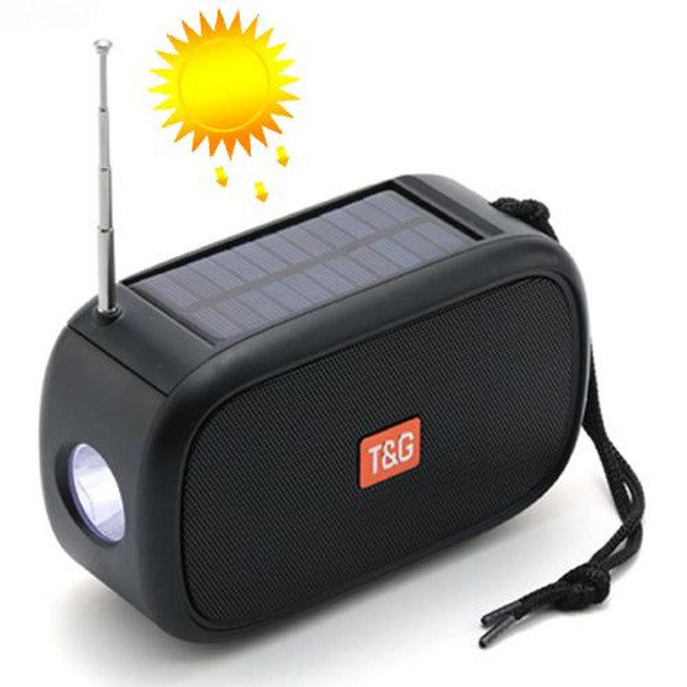 Bluetooth-колонка TG632 з радіо, ліхтарем, сонячною батареєю та гучномовцем. BK-291 Колір: чорний