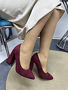 Туфлі жіночі Vensi V356 в бордовій замші на підборах 37, фото 3