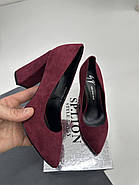 Туфлі жіночі Vensi V356 в бордовій замші на підборах 37, фото 6