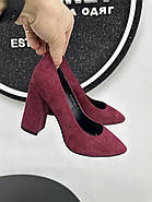 Туфлі жіночі Vensi V356 в бордовій замші на підборах 37, фото 7