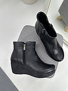 Черевики жіночі Magic 404-01 шкіряні чорні на танкетці 37, фото 3