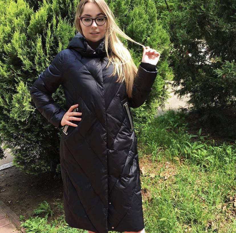 Пуховик жіночий пальто TARUN Y020-860-black чорне з каптуром L