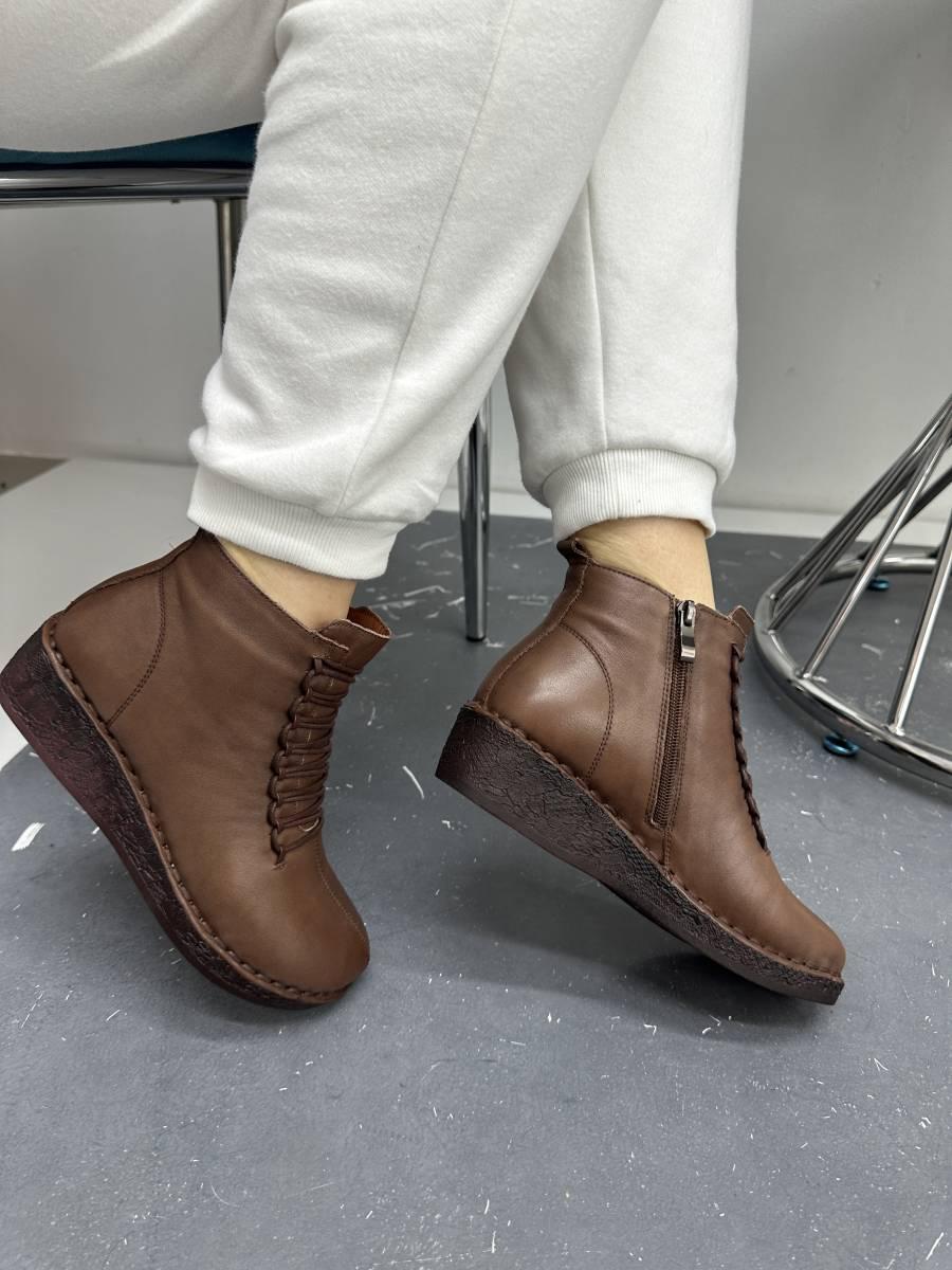 Черевики жіночі MeegoComfort A96613-1-BROWN коричневі на танкетці 36