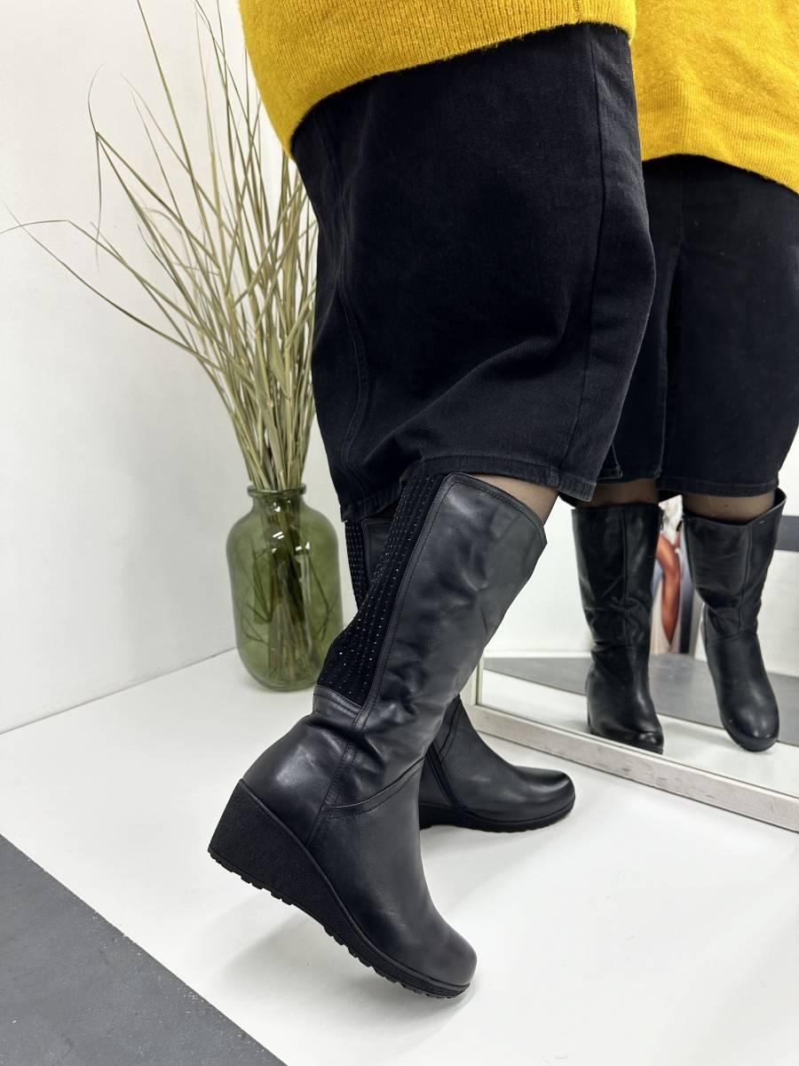 Чоботи зимові Sanborina M1202 чорні на танкетці 36, фото 1