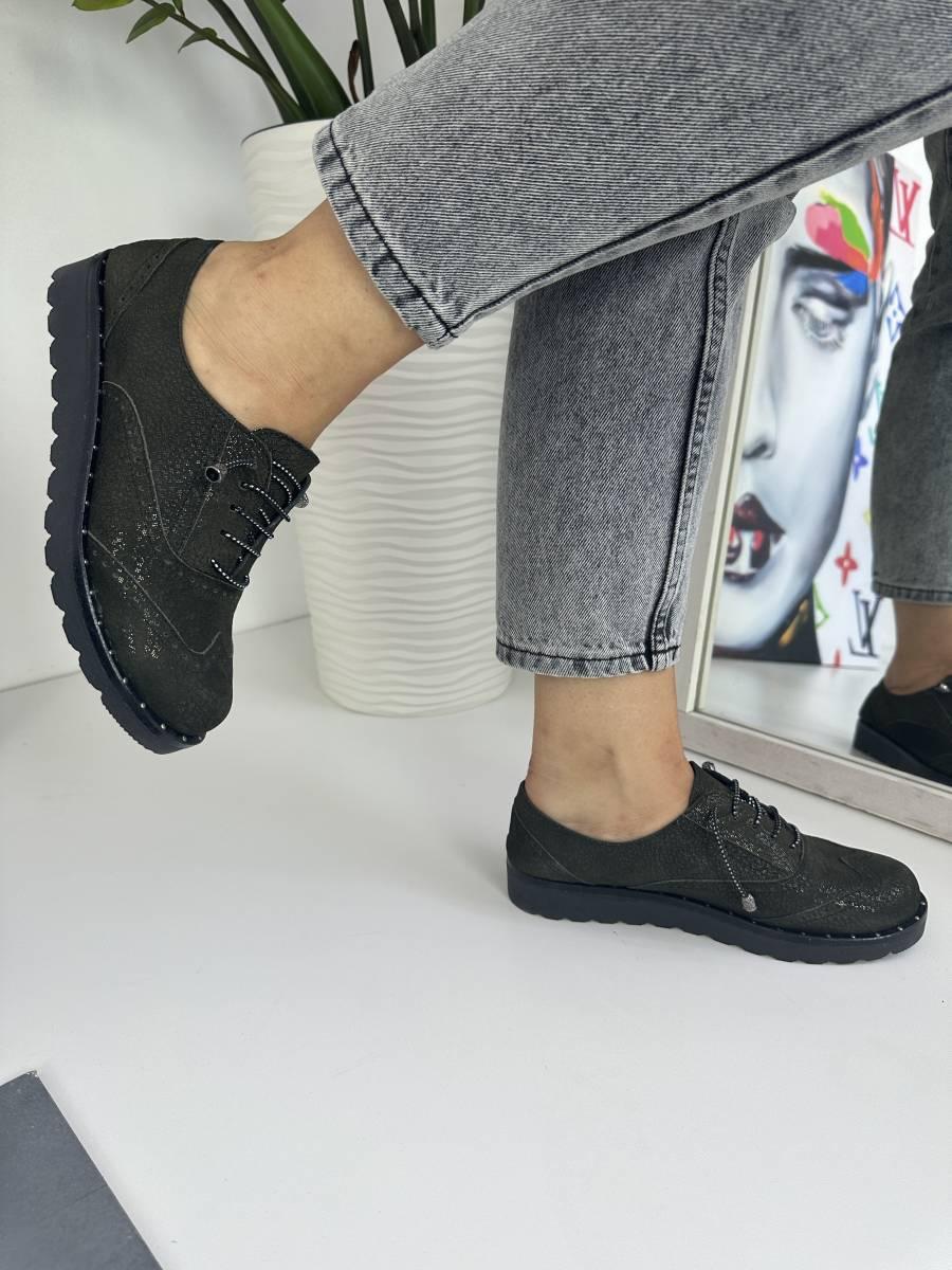 Туфлі жіночі оксфорти Aras Shoes 108-haki шкіряні на шнурівці 37