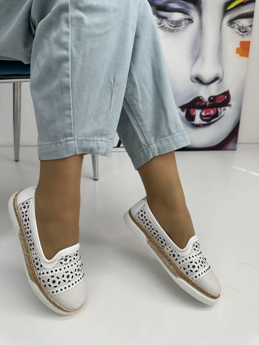 Мокасини жіночі Meldymoor 18T-beyaz шкіряні білі з перфорацією 37, фото 1