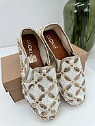 Еспадрильї Gloria 350-7633-payet-chiche білі з паетками 37, фото 4