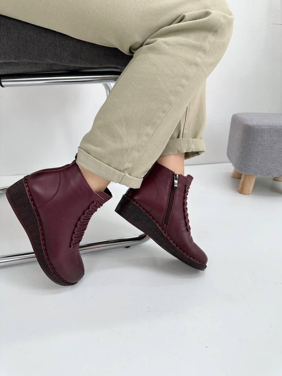 Черевики жіночі MeegoComfort A96613-1-bordo бордові на танкетці 36, фото 1