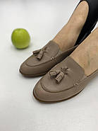 Жіночі туфлі лофери BURC 4036-vizon світлі на низькому ходу 37, фото 3