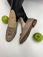 Жіночі туфлі лофери BURC 4036-vizon світлі на низькому ходу 37, фото 4