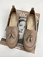 Жіночі туфлі лофери BURC 4036-vizon світлі на низькому ходу 37, фото 6