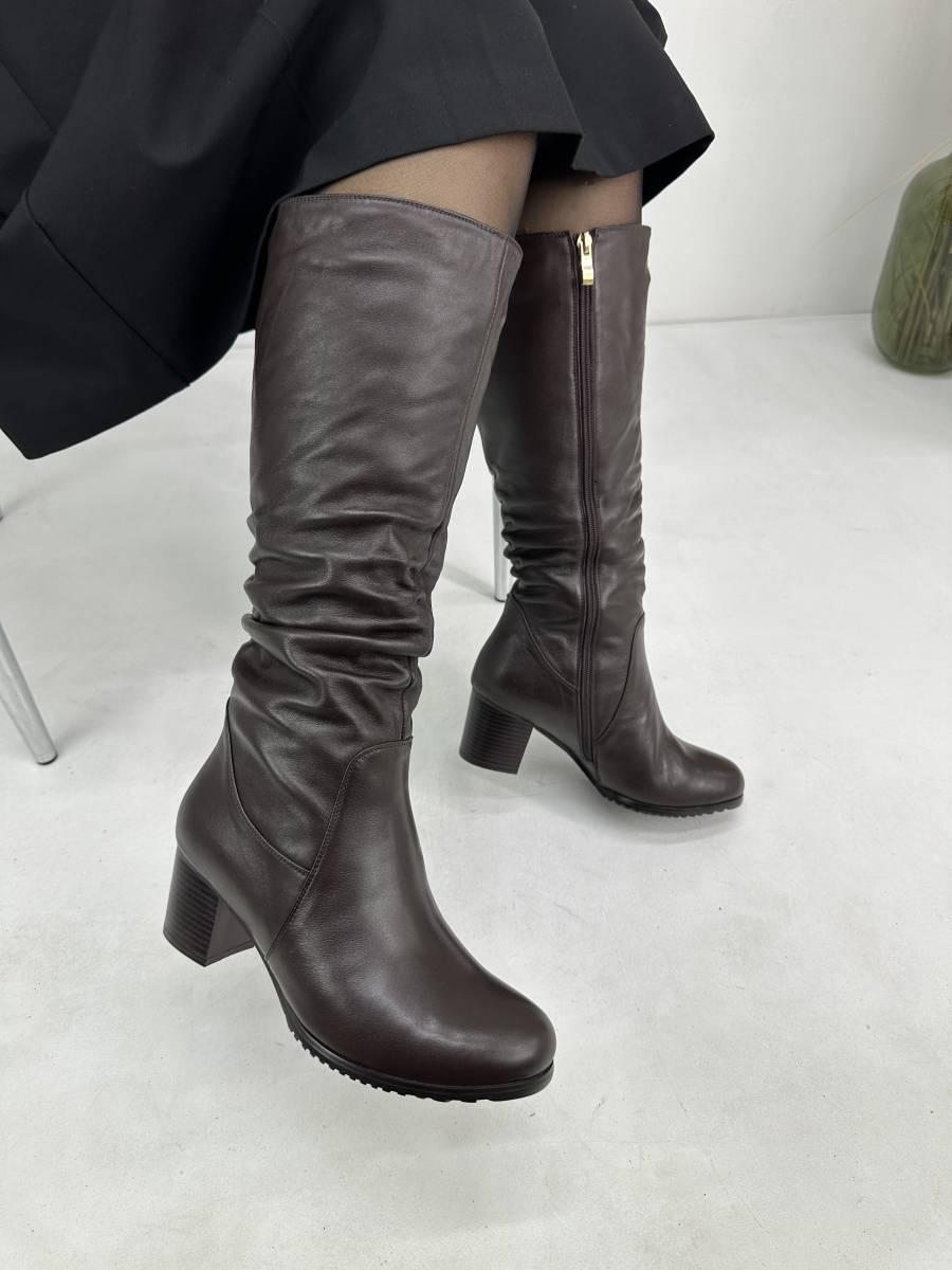 Чоботи жіночі зимові Battine M1466 коричневі на середньому підборі 36, фото 1