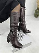 Чоботи жіночі зимові Battine M1466 коричневі на середньому підборі 36, фото 2