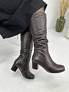 Чоботи жіночі зимові Battine M1466 коричневі на середньому підборі 36, фото 3