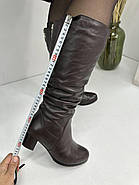 Чоботи жіночі зимові Battine M1466 коричневі на середньому підборі 36, фото 5