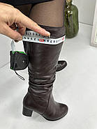 Чоботи жіночі зимові Battine M1466 коричневі на середньому підборі 36, фото 6