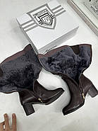 Чоботи жіночі зимові Battine M1466 коричневі на середньому підборі 36, фото 7