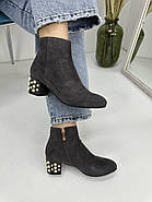 Жіночі ботильйони Battine B0457 світла замша на підборах 37, фото 4