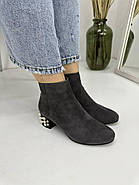 Жіночі ботильйони Battine B0457 світла замша на підборах 37, фото 5